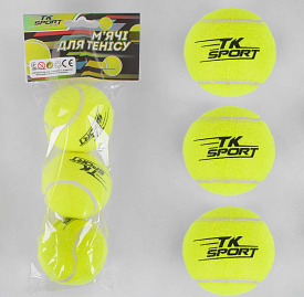 М'яч для тенісу C 40193 (80) "TK Sport" 3шт в пакеті, d = 6см - 1 - smarttoys.com.ua