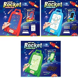 Дощечка D1237-8-9 для малювання, ракета, маркери 4 шт., трафарети, 3 кольори, бат., 23,5-34-2,5 см. - 1 - smarttoys.com.ua