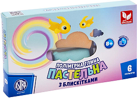 Полімерна глина з блискітками пастельні кольори 6 кольорів - 1 - smarttoys.com.ua