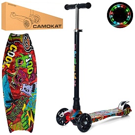 Самокат JR 3-055-3-WP35 MAXI,сталь-пласт.,3 кол.ПУ-світло,2 пер.120мм.,заднє,підніжка,кермо 78-87см. - 1 - smarttoys.com.ua