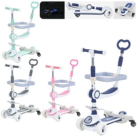 Самокат JR 3-120 5в1(біговел),мет.+пласт.,3кол.ПУ,2пер.110мм,задн.80мм,4кольори,муз.,світло,бат.,кор - 1 - smarttoys.com.ua