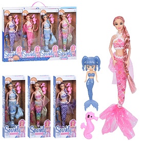 Лялька JS9006A16 русалка,30см,шарнірні руки, з донькою 12см,морський коник, в кор-ці, 4шт(4вид.)дисп - 1 - smarttoys.com.ua