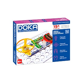 Конструктор електронний DOKA "ПЕРШІ КРОКИ В ЕЛЕКТРОНІЦІ" (Набір А, 15 схем) - 1 - smarttoys.com.ua
