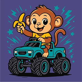 Набір для розпису по номерах для дітей "Мавпа на машині" 25х25см - 1 - smarttoys.com.ua