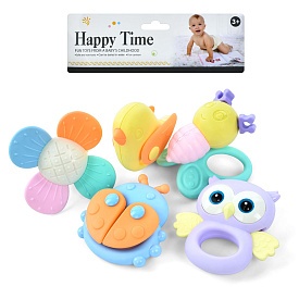 Брязкальце 2288-10 набір 5шт. (пташки, комахи, квітка), від 8см., прорізувач, кул., 20,5-22-7 см. - 1 - smarttoys.com.ua