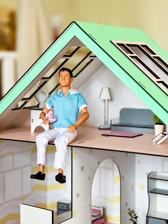 Ляльковий дім 75х60х60 см біло-бірюзовий - 12 - smarttoys.com.ua