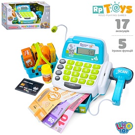 Касовий апарат M 4391 мікрофон, калькулятор, сканер, продукти, муз., світло, бат., кор.,34,5-18-18см - 1 - smarttoys.com.ua