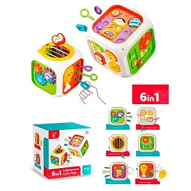 Гра 989 куб, 6в1, бізікуб,шестерні,сортер,грань-резинки,фігури 4шт,лабіринт,диск-тріскачка,рух.дет. - 1 - smarttoys.com.ua