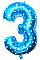 Фольгована цифра "3" блакитна, висота 65 см - 1 - smarttoys.com.ua