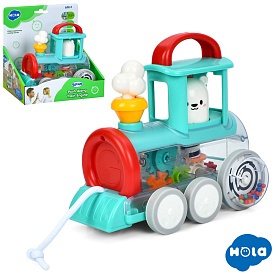 Паровоз E7995A каталка, брязкальце, шестерні, 2 кольори, кор., 18-12-19 см. - 1 - smarttoys.com.ua