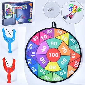 Дартс MR 1491 на липучці, рогатка, дротики 2 шт., м'ячі 3 шт., 2 кольори, кор., 26-18-6 см. - 1 - smarttoys.com.ua