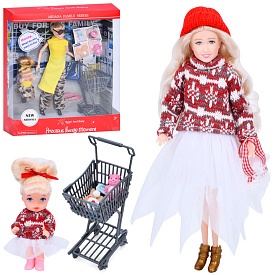 Лялька A808AB шарнірна, з донькою, візок-супермаркет, аксесуари, 2 види, кор., 33-37-8,5 см. - 1 - smarttoys.com.ua