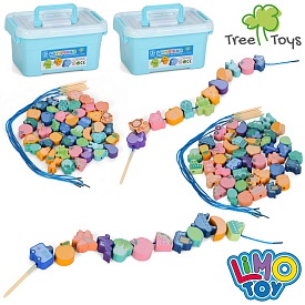 Дерев'яна іграшка Шнурiвка MD 0145 овочі,фрукти,англ.,шнурок 5шт,2 види(тварини,трансп.),в чемодані - 1 - smarttoys.com.ua