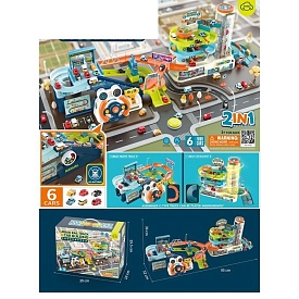 Автотренажер T103-55Y 2в1 (гараж), ліфт, рухливі деталі, машинки, муз., світло, кор., 39-30-18 см. - 1 - smarttoys.com.ua