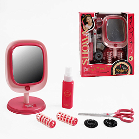 Набір перукаря 2805-1 (72/2) дзеркало, підсвітка, бігуді, ножиці, гребінець, резинки, спрей, в коробці - 1 - smarttoys.com.ua