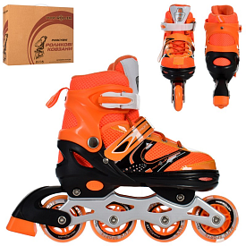 Ролики A 4145-M-OR (35-38) розсув,шнур+бакля,ал.рама,колПУ70мм-1св,устіл21см,помаранч,кор,37-27-11см - 1 - smarttoys.com.ua