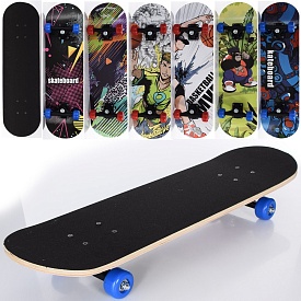 Скейт MS 0354-4 (наждак), пласт.підвіска, кол.ПВХ, 7 шарів, 6 видів, 608Z, розібр., кул., 70,5-20 см - 1 - smarttoys.com.ua