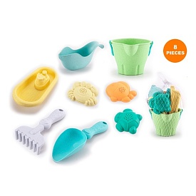 Набір для пісочниці M2-612 відро,корабель,лопатка,граблі,3 формочки(морськи мешканці),8пред.,сітка - 1 - smarttoys.com.ua