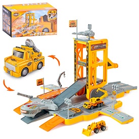 Гараж E7001 2в1(машина), будтехніка-метал 2 шт., бат.(табл), муз., світло, кор., 36,5-21,5-19 см. - 1 - smarttoys.com.ua