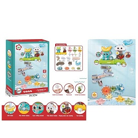 Гра для купання 6688-918 (8шт) водоспад, слон, хмаринка, лабіринт, присоски, динозаври, морські мешканці, 42дет, в кор-ці, 26-36,5-10,5см - 1 - smarttoys.com.ua