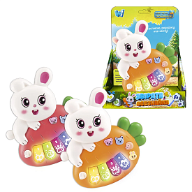 Піаніно 85270 (120/2) "WToys", "ЗАЙЧИК", 2 кольори, ОЗВУЧУВАННЯ УКРАЇНСЬКОЮ МОВОЮ, ноти, мелодії, пісні, казки, підсвічування, цифри, звуки тварин, в коробці - 1 - smarttoys.com.ua