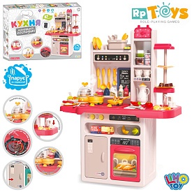 Кухня 889-248 плита,мийка-ллється вода(механіч.),яйцеварка,пара,посуд,87пред.,муз.,світло,бат.,кор. - 1 - smarttoys.com.ua