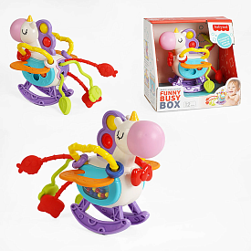 Брязкальце BY 217 (48/2) “Єдиноріг”, шнурочки, pop it, тріскачка, пальчикова гра, прорізувач, в коробці - 1 - smarttoys.com.ua