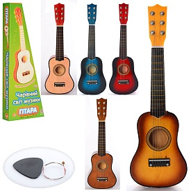 Гітара M 1370 дерев., струни, запасна струна, медіатор, 5кольор, кор., 53-20-6,5 см. - 1 - smarttoys.com.ua