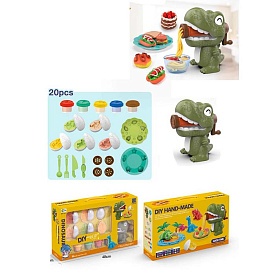 Пластилін MK 5452 5 кольорів(баночка з кришкою),динозавр/м'ясорубка/апарат-прес,насадки,формочки,кор - 1 - smarttoys.com.ua