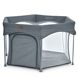 Манеж ME 1195 SWIFT 6 Dark Gray шестикут., дитячий, відкидн. бортик, вхід-змійка, темно-сірий. - 1 - smarttoys.com.ua