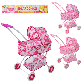 Візок 883 для ляльки, мет., класика, люлька, складний, 3 види, кул., 35-68-10 см. - 1 - smarttoys.com.ua