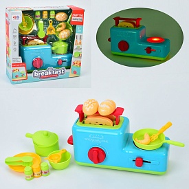 Набір посуду 133-2 тостер+плита, кастрюля, продукти,  муз., світло, бат., кор., 27-26,5-10 см. - 1 - smarttoys.com.ua