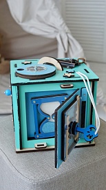 Бізікуб 15х15х15 см з дзеркалом бірюзовий - 7 - smarttoys.com.ua