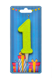 Свічка для торта  "Цифра 1" лимонна блиск - 1 - smarttoys.com.ua