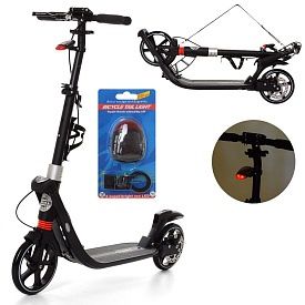 Самокат SR 2-015-3-B дорослий, алюм., кол. 2 шт. ПУ200мм, регул.кермо, диск.гальма, світло, чорний. - 1 - smarttoys.com.ua