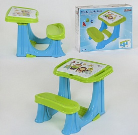 Парта шкільна 03-433 (3) колір СИНЬО-ЗЕЛЕНИЙ, відкидна кришка, відсік з органайзером, в коробці - 1 - smarttoys.com.ua