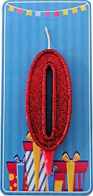 Свічка цифра "0" червоний блиск - 1 - smarttoys.com.ua