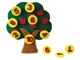 Розвиваюча гра з фетру Деревце з цифрами 20*18 см - 1 - smarttoys.com.ua