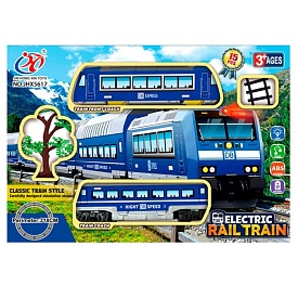 Залізниця JHX5617 локомотив, 1 вагон, муз., світло, дерево, 15 дет., бат., кор., 36-25-6,5 см. - 1 - smarttoys.com.ua