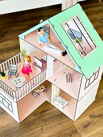 Ляльковий дім 75х60х60 см біло-бірюзовий - 3 - smarttoys.com.ua