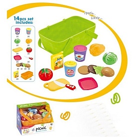 Продукти YH8041 овочі-на липучці, гамбургер, дощечка, ніж, склянки, кошик, кор., 23,5-18-16см. - 1 - smarttoys.com.ua