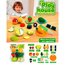 Продукти 66-23K  на липучці, фрукти, дошка, ніж, посуд, у пакеті, 23,5-25-5,5см - 1 - smarttoys.com.ua