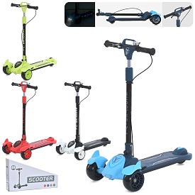 Самокат JR 3-115 Maxi-big,мет.+пласт.,2пер.ПУ130мм,задн.90мм,кермо 5полож.,4кольори,муз.,світло,кор. - 1 - smarttoys.com.ua