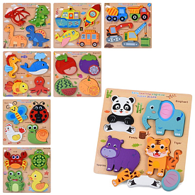 Дерев'яна іграшка Пазли MD 0771 4в1, назві англ., 8 видів, у пакеті, 18-18-1см - 1 - smarttoys.com.ua