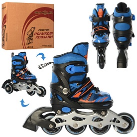 Ролики A 4139-XS-BL(27-30)розсув.,шнур.+бакля,ал.рама,кол.ПУ64мм,1світло,комбо,синій,кор.,35-28-10,5 - 1 - smarttoys.com.ua