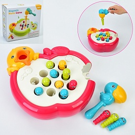 Гра 6958A Нагодуй пташку, магнітна, ігрове поле-яблуко, гусениці 12шт.,муз.,бат.,кор.,23,5-21,5-10см - 1 - smarttoys.com.ua