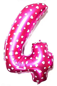 Фольга рожева в серцях цифра 4 (Китай) - 1 - smarttoys.com.ua