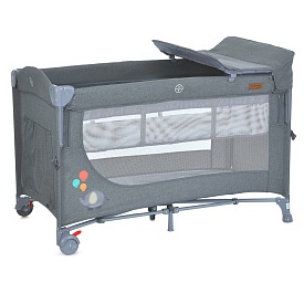 Манеж ME 1098 UNITY+ Gray прямокут., 2х-рівнев. дитяч., відкидн. бортик, вхід-змійка, кишеня, сірий. - 1 - smarttoys.com.ua