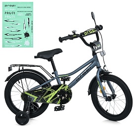 Велосипед дитячий PROF1 14д. MB 14014-1 PRIME,SKD75,дзвін.,ліхтар,багажник,дод.кол.,графітовий. - 1 - smarttoys.com.ua
