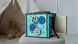 Бізікуб 15х15х15 см з дзеркалом бірюзовий - 12 - smarttoys.com.ua